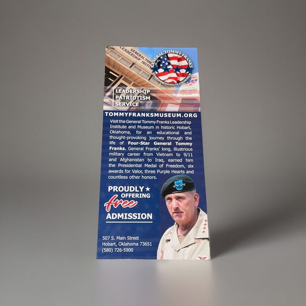 Promotional Rack Card General Tommy Franks Museum Hobart Oklahoma